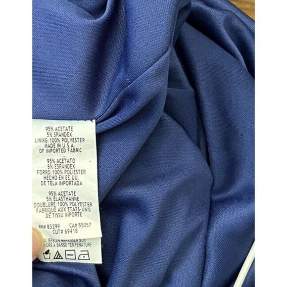 Medium Sapphire Blue Sequin Beaded Dress Fitted Evening Gown Lined Stretch Royal - Picture 5 of 5